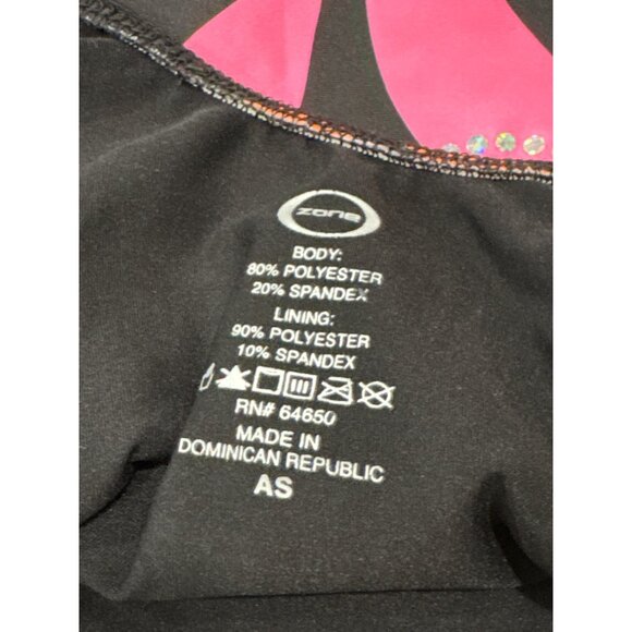 Ozone One-Piece Gymnastics Leotard Black With Pink/Orange Abstract Design & Rhin - Picture 5 of 5